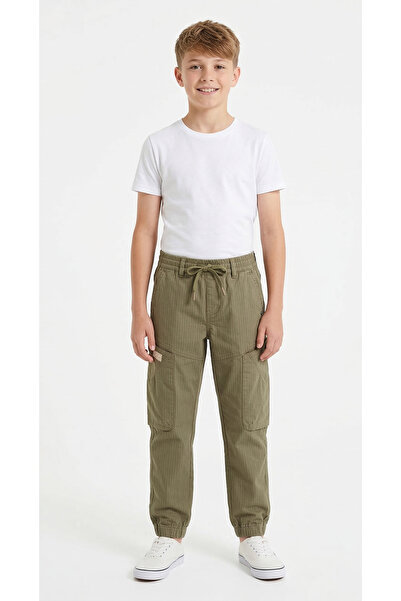 ruff Boys Olive Cargo Joggers Pin stripes with drawstring
