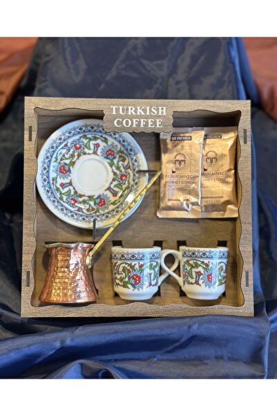 ORENDA WOOD Osmanlı Türk Kahvesi Seti 2'li - Ahşap Kutulu - Hediyelik