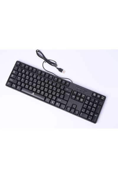 Saffron Times Wired Keyboard and Mouse Combo | USB Plug & Play | Dual Language | Ergonomic Full Full-Size Keyboard
