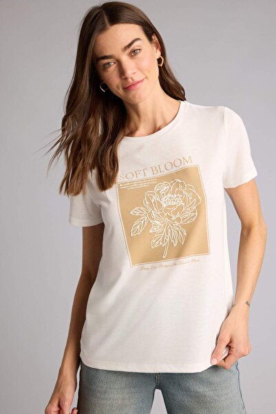 DeFacto Regular Fit Crew Neck Floral Short Sleeve T-Shirt H2356Ax26Sm