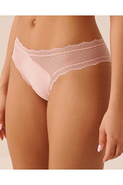 La Vie en Rose Mesh and Lace Trim Cheeky Panty