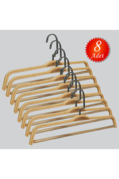 NYN Вішалка для штанів з дерев'яною планкою, чорний нікель, гачок, 8 предметів