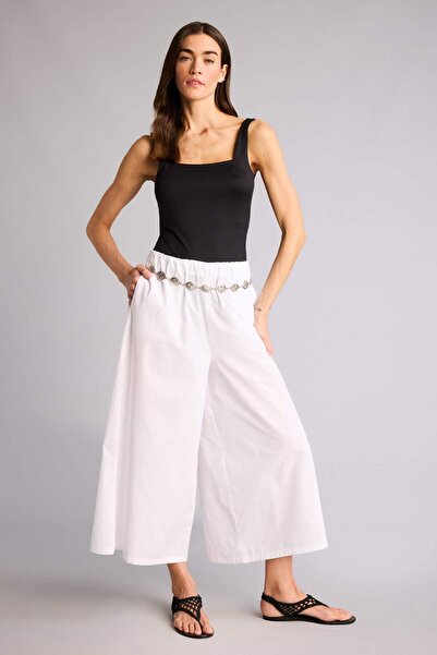 DeFacto Wide Leg Regular Waist Straight Leg Poplin Trousers H4205Ax26Sm
