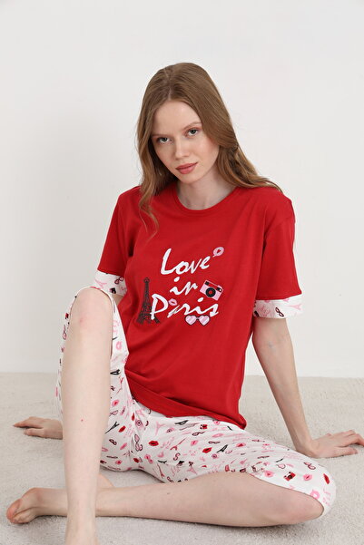 ELİTOL Cotton Printed Women's Capri Set