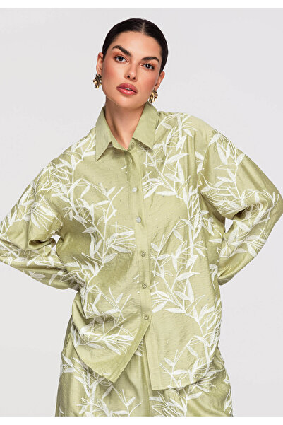 OMBRE Women's Elegant Cotton Shirt OW-SH-E0016 Green