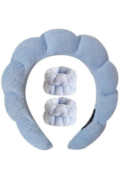 Arabest طقم عصابة رأس ورباط معصم للسبا، عصابة شعر من قماش تيري لغسل الوجه وال...