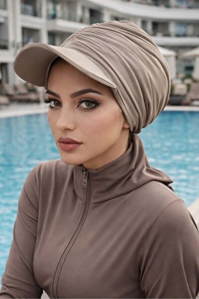 Aişe tesettür Mink Ready Pool - Can Be Used on Top of a Beach Hat/Swimsuit