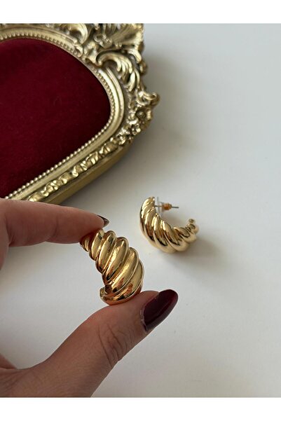shop Steel Gold Solaris Earrings (4 cm)