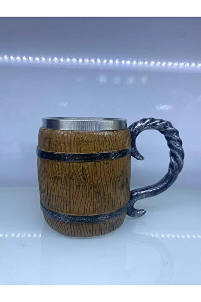 shopwave Wooden Barrel Steel Mug Code 1152B