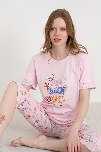 ELİTOL Cotton Printed Women's Capri Set