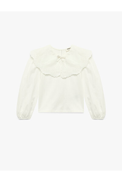 Koton Bluză cu mânecă lungă, cu guler tip bebeluș, cu broderie din bumbac și ...