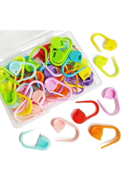 Arabest 50-Piece Colorful Knitting Stitch Markers, Crochet Hook Position Clip...