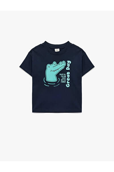 Koton Tricou din bumbac cu mânecă scurtă și decolteu rotund, cu imprimeu croc...