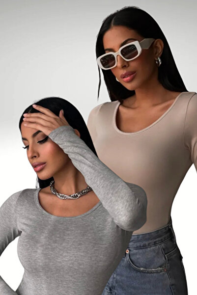 Bipantolon Women's Cream Light Gray Princess Collar