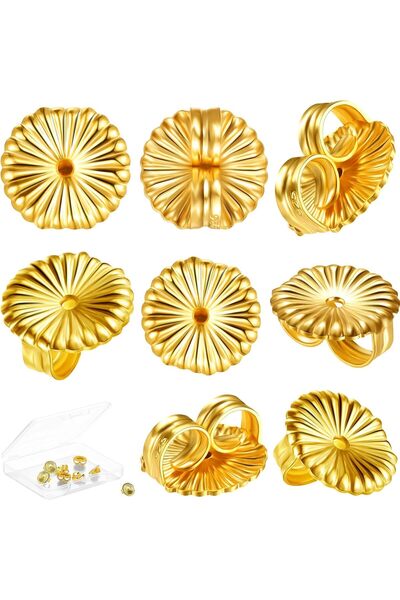Arabest 8-Piece Jumbo Earring Backs,Gold,9mm,Secure Lifters for Droopy & Heav...