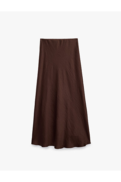 Koton Normal Waist Flared Midi Satin Skirt