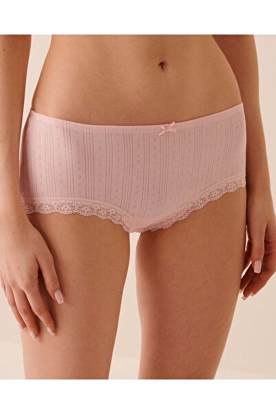 La Vie en Rose Lace Trim Pointelle Boyshort Panty
