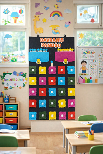 Aydede Oyunevi Davranış Panosu Okul Öncesi Keçe 25 Kişilik Ödül Panosu