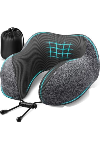 Arabest U-Shaped Memory Foam Travel Neck Pillow with Adjustable Clasp and Sto...