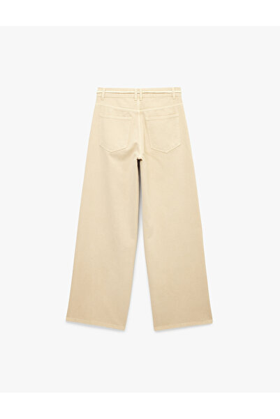 Koton Cotton Regular Waist Wide Leg Pants with Belt - Wide Leg Jeans
