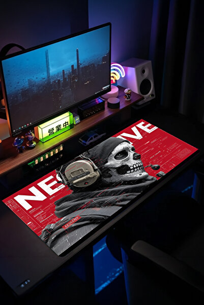 urzuva Red Silence Gaming Oyuncu XL Mouse Pad Mousepad 90X40 cm 4MM Dikişli Model