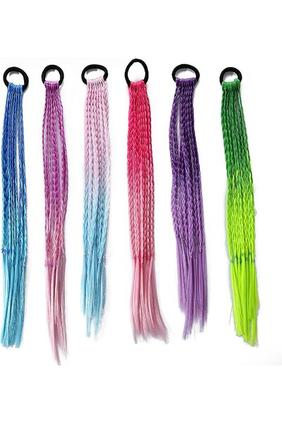 Arabest 12-Piece Colored Hair Extensions for Girls, Braided Ponytail Style wi...