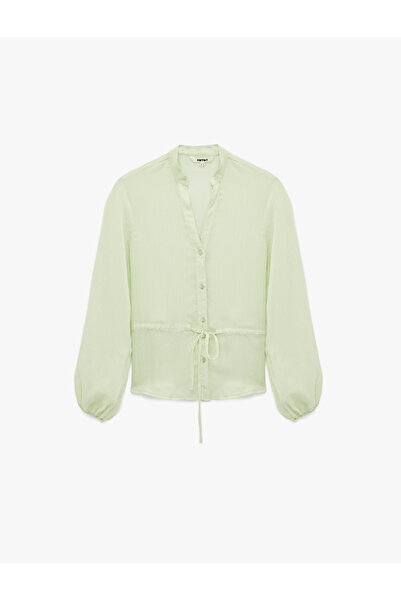 Koton Hakim Yaka Uzun Balon Kollu Beli Bağcıklı Şifon Gömlek