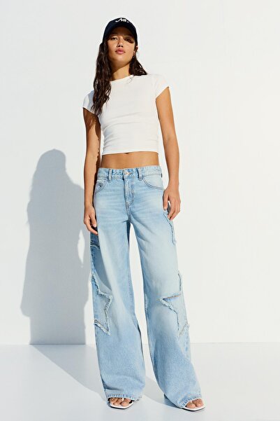 Bershka Düşük bel yıldız desenli boyfriend jean