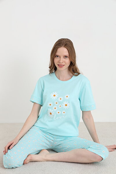 ELİTOL Set Capri din bumbac imprimat pentru femei