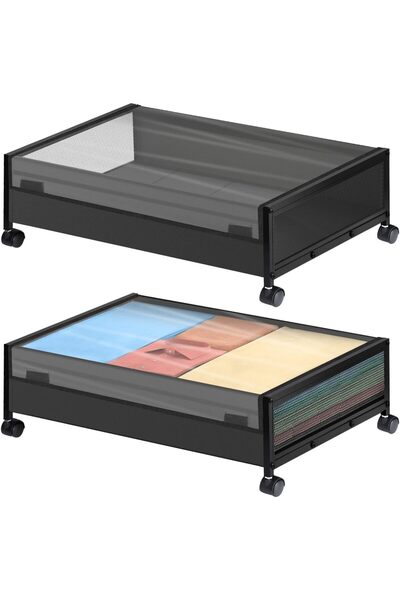 Arabest Under Bed Storage with Wheels, Metal Rolling Drawer Container with Lid