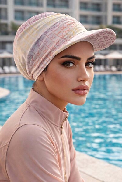 Aişe tesettür Powder Text Pattern Havuz - Can Be Used on a Beach Hat/Swimsuit...
