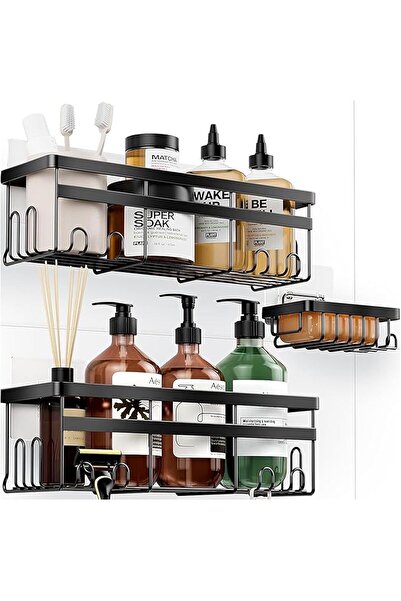 Arabest 3-Pack Shower Caddy with Hooks, No-Drill Rustproof Organizer for Vari...