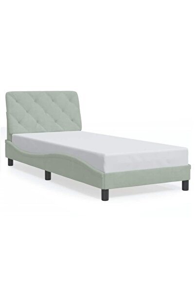 vidaxl Bed frame without mattress, light grey, 90x190 cm, velvet