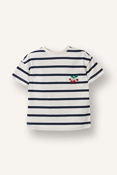 DeFacto Striped Combed Cotton T-Shirt Baby Girl H4855A526Sm