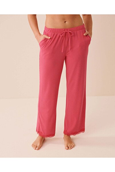 La Vie en Rose بنطال من المودال المضلع ومزين بالدانتيل