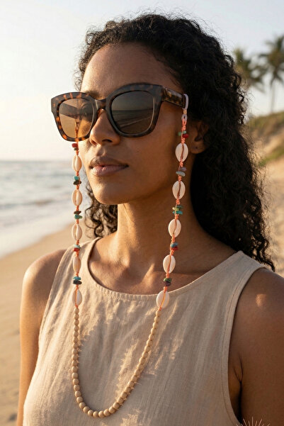 PETEK AKSESUAR Seashell Natural Stone Glasses Chain