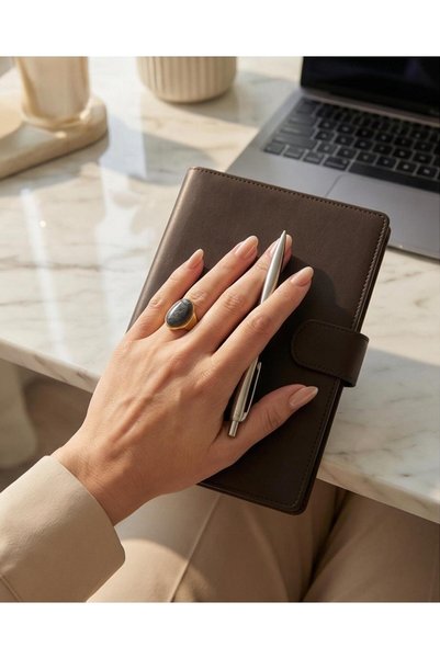 SE Jewellery Collection Selin Ersoy Mermer Efekt Mineli Çelik Yüzük – Açık Fo...