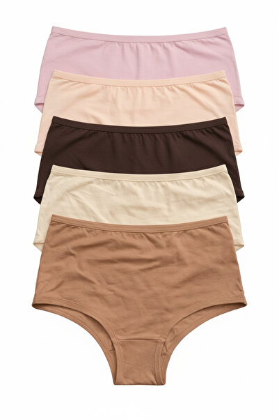 Nicoletta Women's Panties 5 Pack High Waist Cotton Lycra Cinnamon