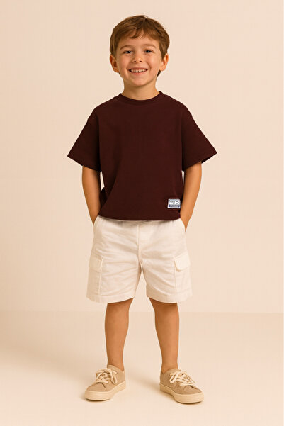 Victor and Jane Junior Boys Textured Cotton T-Shirt - Maroon