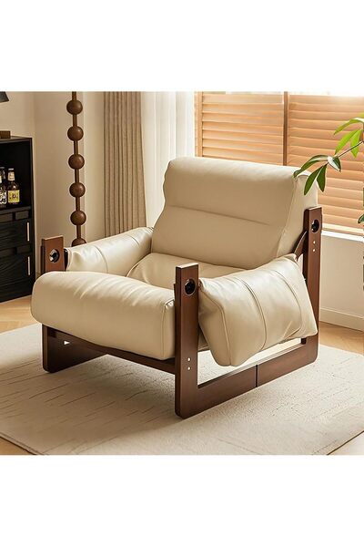 Generic Vintage Lounge Accent Chair, Comfortable Oil Waxed Leather Arm Chair ...