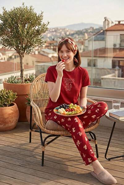 Lela 100% Βαμβακερό Σετ Πιτζάμες με Σχέδιο και Λαιμόκοψη Τύπου Crew, Κανονική...