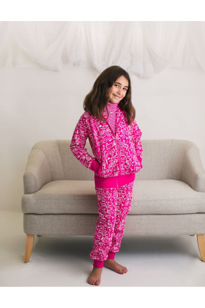 OrganicKid School Kız Çocuk Pembe Metraj Eşofman Altı