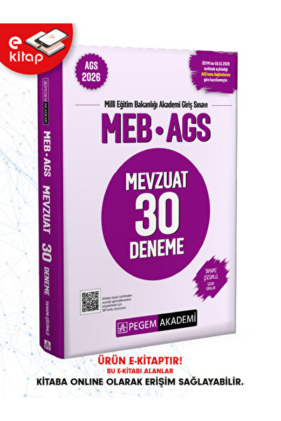 Pegem Akademi Yayıncılık 2026 MEB-AGS Mevzuat Tamamı Çözümlü 30 Deneme E-Kitap