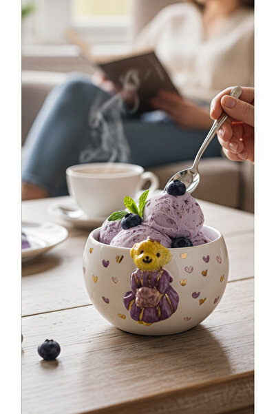 EL YAPIMI 24k Altın Süslemeli Sevimli Ayıcık Temalı Bowl Kase