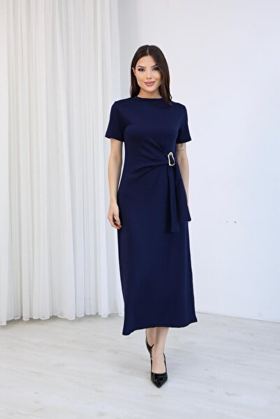 The Robi Γυναικείο φόρεμα με λεπτομέρεια αγκράφας, σε σκούρο μπλε χρώμα και δ...