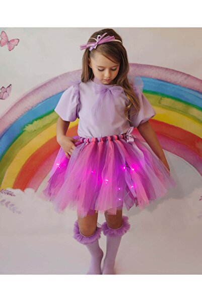 fustite cu luminite Fustă magică cu unicorn și lumini, Unicorn mov, 3-18 luni...