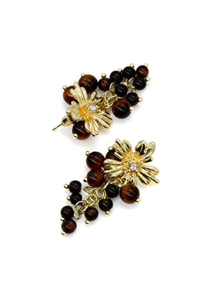 Nearsis Brown Topcuklu Dangle Earrings