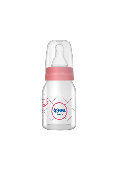Wee Baby Biberon sticla 125 ml cu tetina silicon rotunda, cod 877, Roz