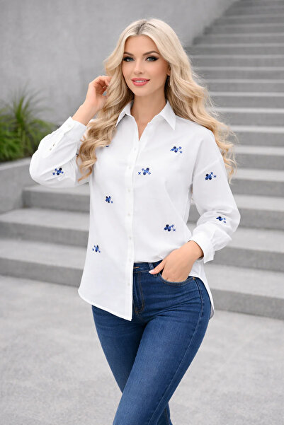ANATOLIATEKSTILE Elegant Floral Women's Shirt, Casual Chic Office Blouse, Mod...