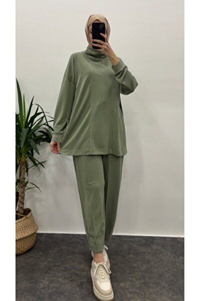 Suede Style 9286 - Κομψό, άνετο, πλεκτό γυναικείο σετ από σούπερ ζέρσεϊ με ζι...